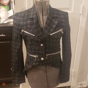 Goth black grey tail coat